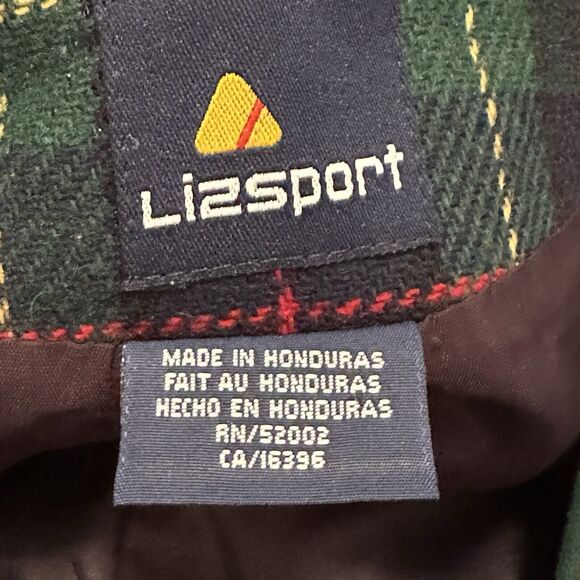 Liz Sport Women 14 Vest Wool V-Neck Gold Buttons Green Buffalo Plaid VTG - Picture 5 of 8